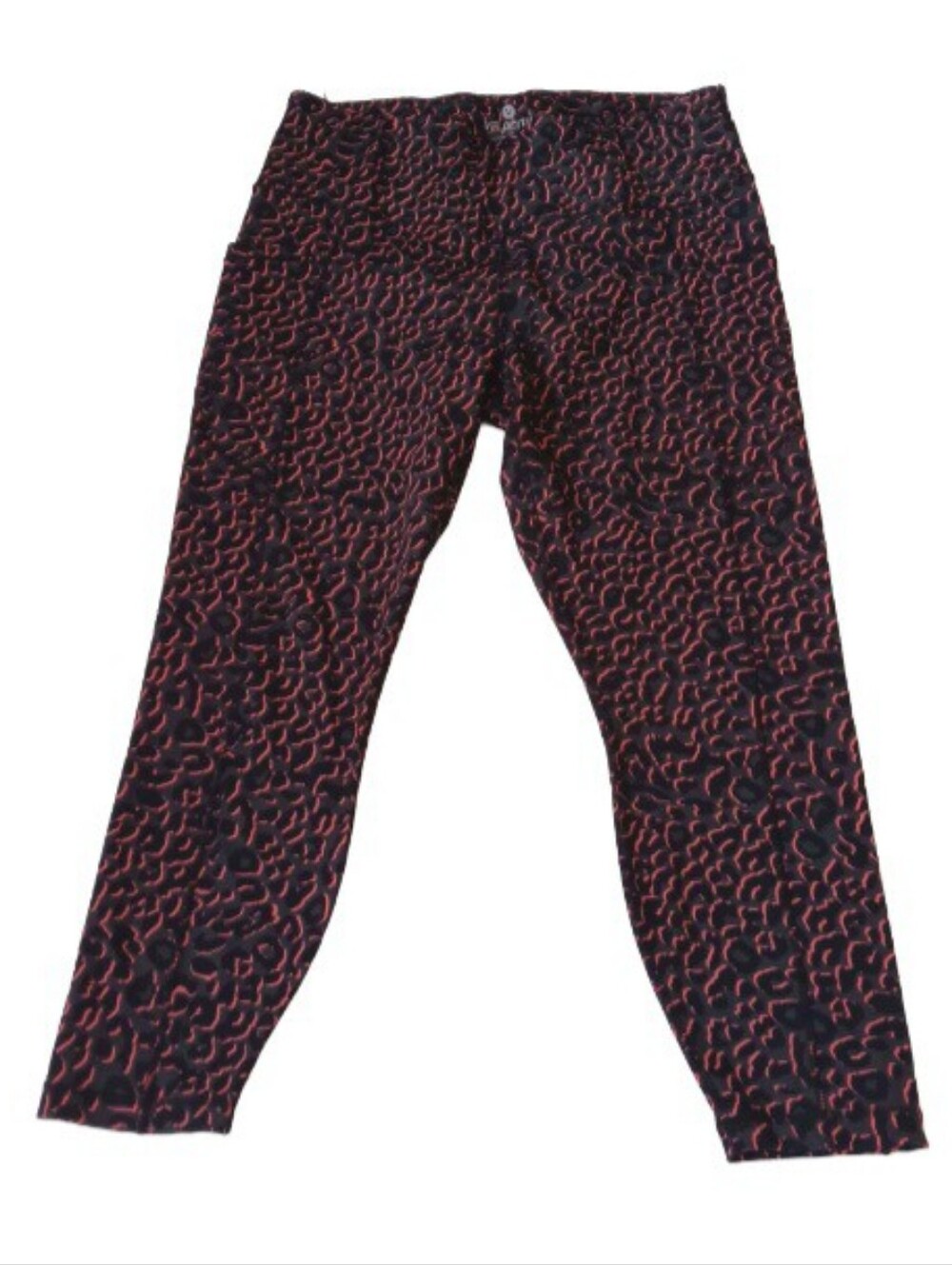 Velocity Black and Coral Abstract Print Leggings Activewear